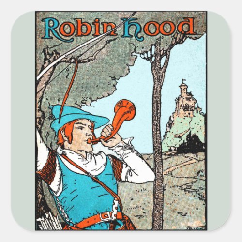 Robin Hood Antique Illustration Merry Men Square Sticker