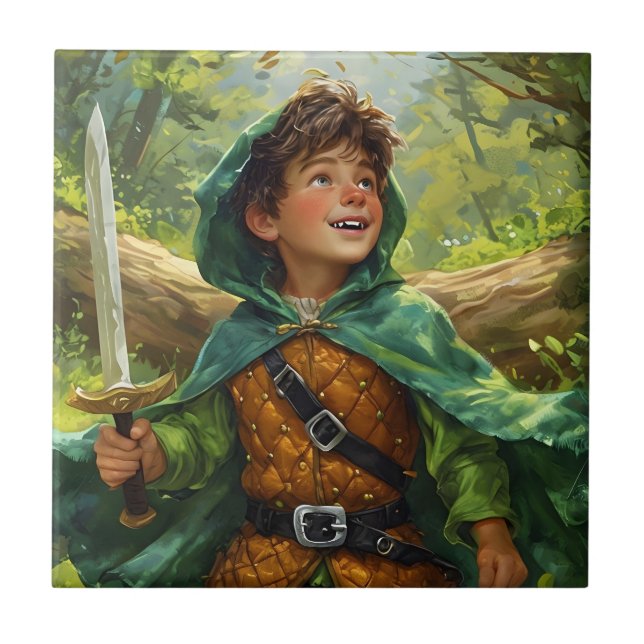 Robin Hood depicted as a child Ceramic Tile (Front)