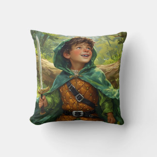 Robin Hood depicted as a child Throw Pillow