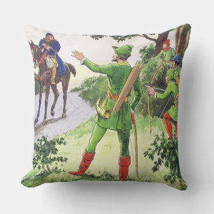 Robin Hood, from 'Peeps into the Past', published Throw Pillow