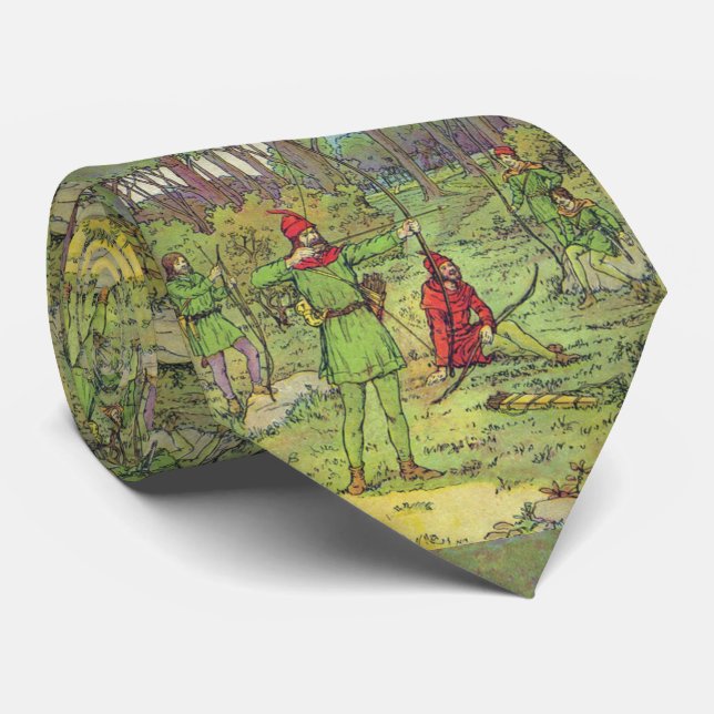 Robin Hood In The Forest  Neck Tie (Rolled)
