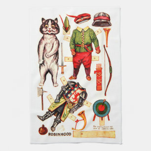 Robin Hood, Paper Doll, Louis Wain Kitchen Towel