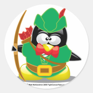 Robin Hood Penguin Classic Round Sticker