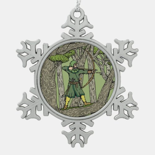 Robin Hood Snowflake Pewter Christmas Ornament