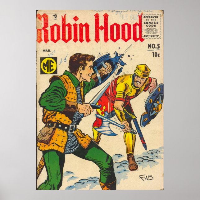 Robin Hood Vintage Comic Cover Art Poster (Front)