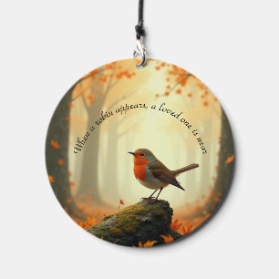 Robin in Autumn/Fall Forest, Leaves Falling Wind Chime