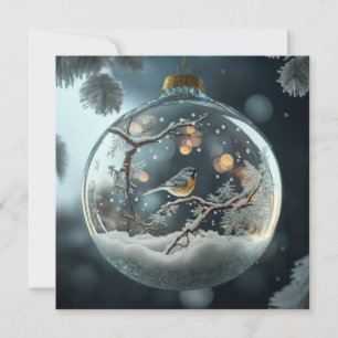 Robin in Globe Christmas Card