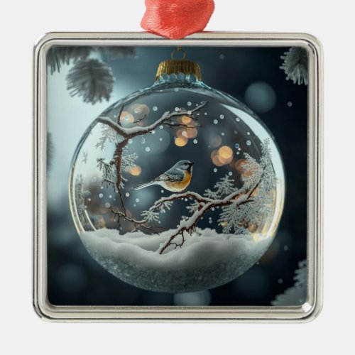 Robin in Globe Ornament