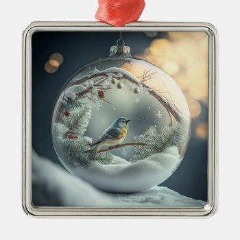 Robin In Globe Ornament by ChristmasTimeByDarla at Zazzle