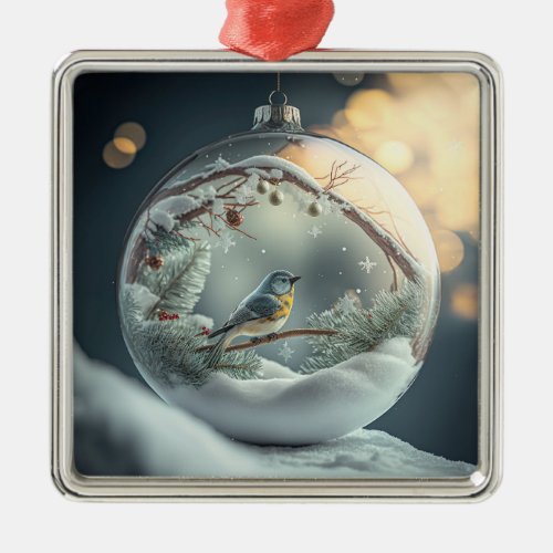 Robin in Globe Ornament