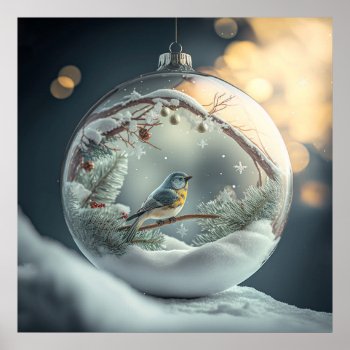 Robin In Globe Poster by ChristmasTimeByDarla at Zazzle