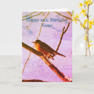 Robin In Snow Nature Art Personalized Birthday  Card
