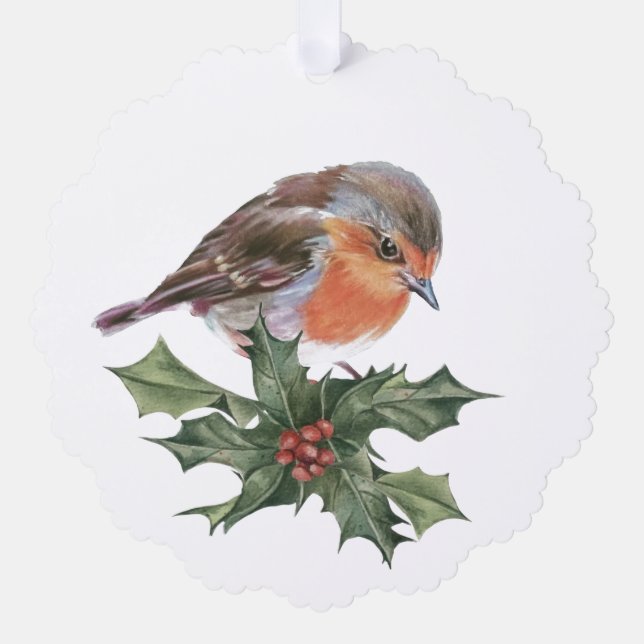 Robin in the holly holiday card (Front)