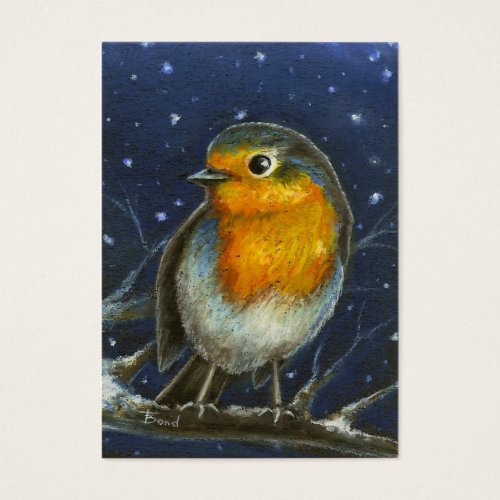 Robin in the snow aceo print business card templates