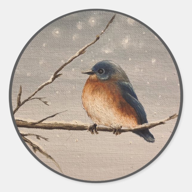 Robin in the Snow   Classic Round Sticker (Front)