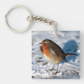 Robin In The Snow Keychain