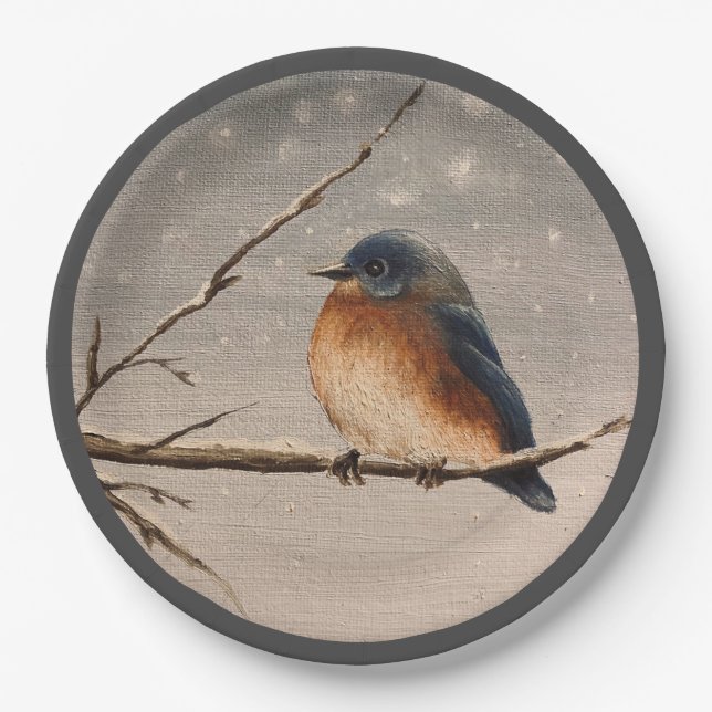 Robin in the Snow  Paper Plates (Front)
