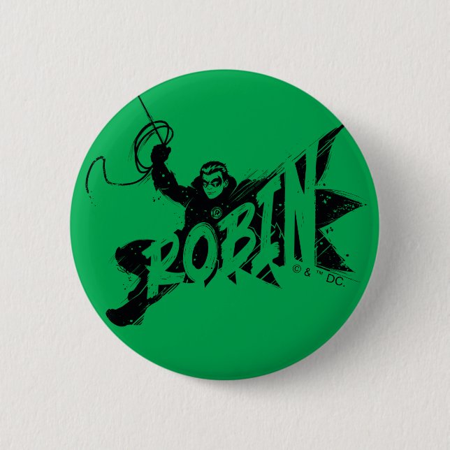 Robin Ink Brush Name Button (Front)