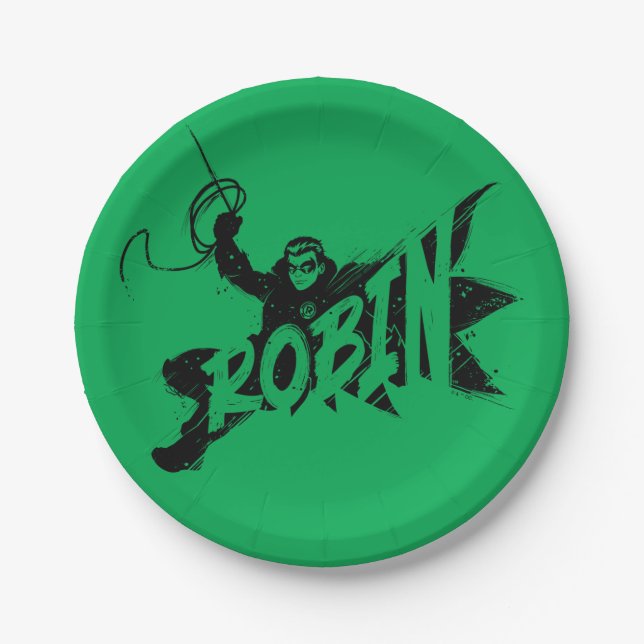 Robin Ink Brush Name Paper Plates (Front)