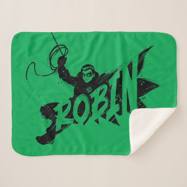 Robin Ink Brush Name Sherpa Blanket (Front (Horizontal))