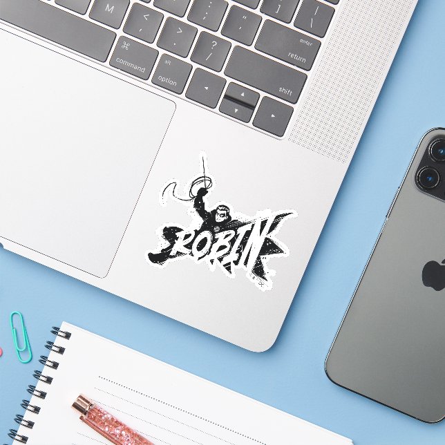 Robin Ink Brush Name Sticker (Laptop w/ iPhone)
