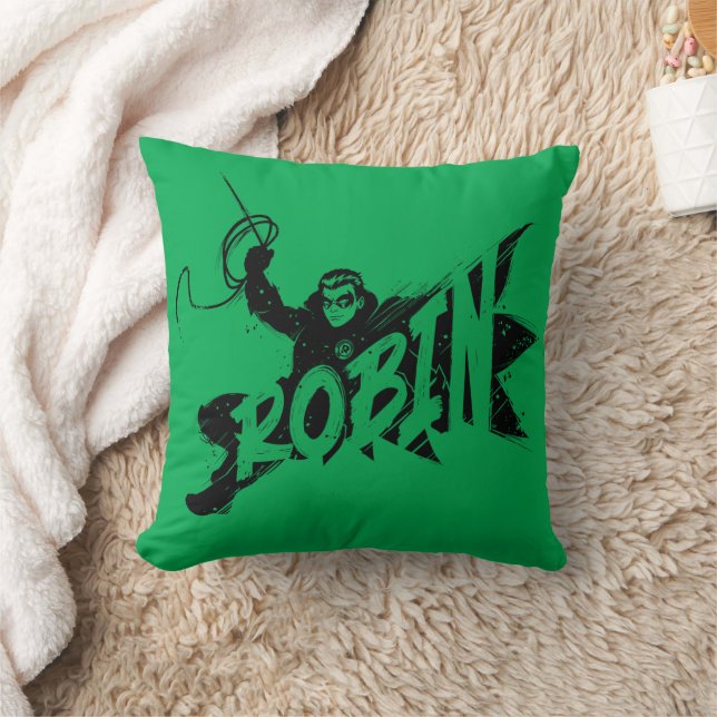 Robin Ink Brush Name Throw Pillow (Blanket)
