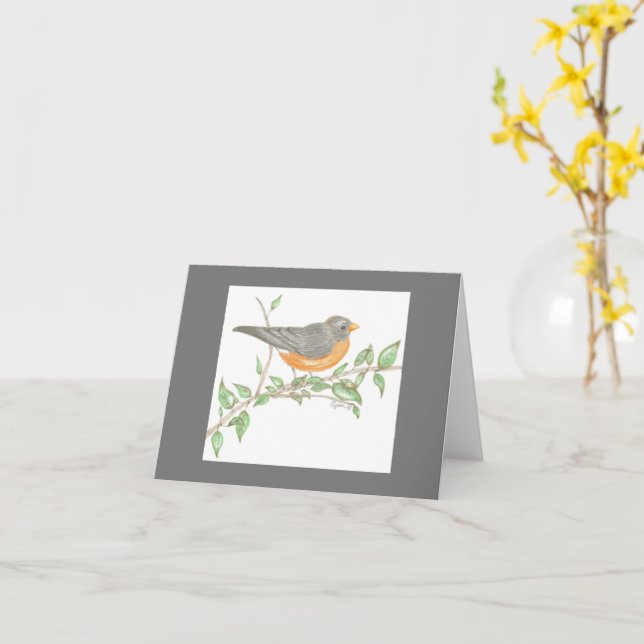 Robin Inspirational Note Card (Yellow Flower)