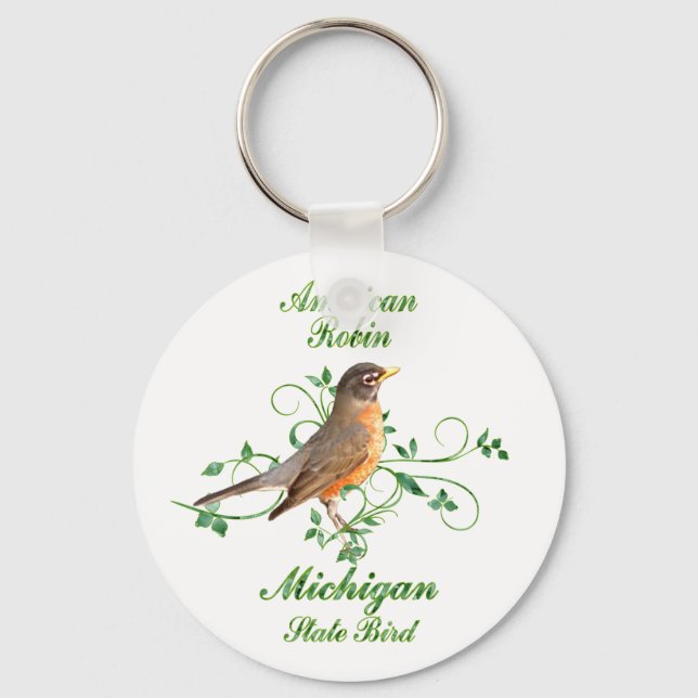 Robin Michigan State Bird Keychain (Front)