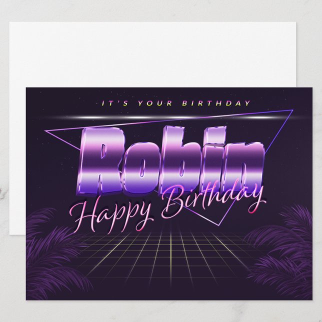 Robin name First name lila retro card Birthday (Front/Back)