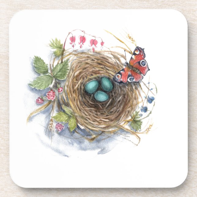 Robin Nest Beverage Coaster (Front)