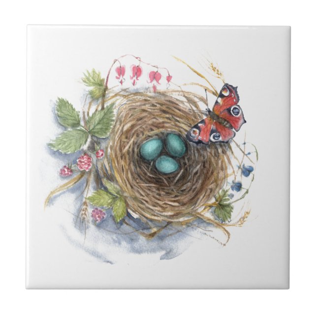 Robin Nest Ceramic Tile (Front)