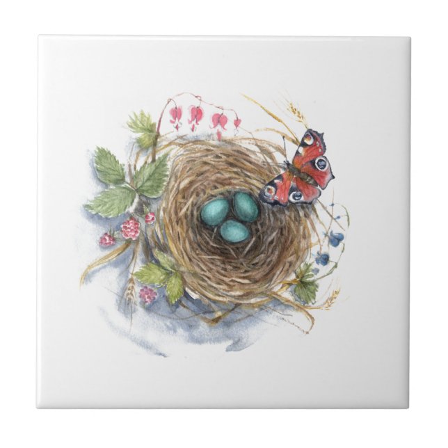 Robin Nest Ceramic Tile (Front)