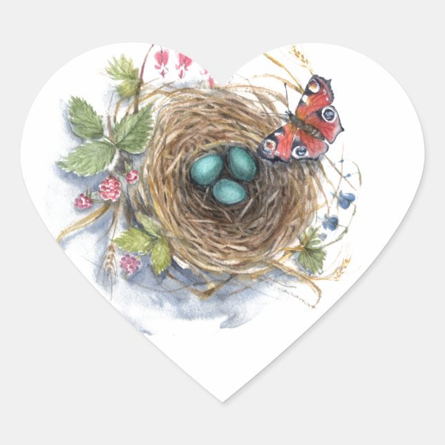 Robin Nest Heart Sticker (Front)