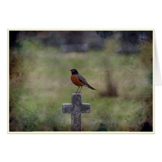 Robin on a cross cards (Front Horizontal)