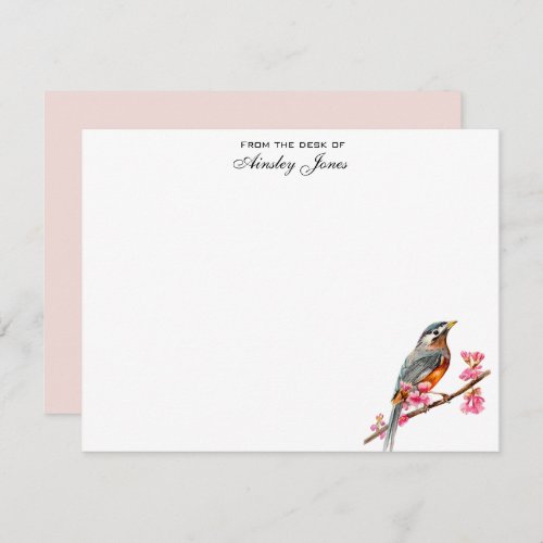 Robin on cherry tree watercolor Thank You Card
