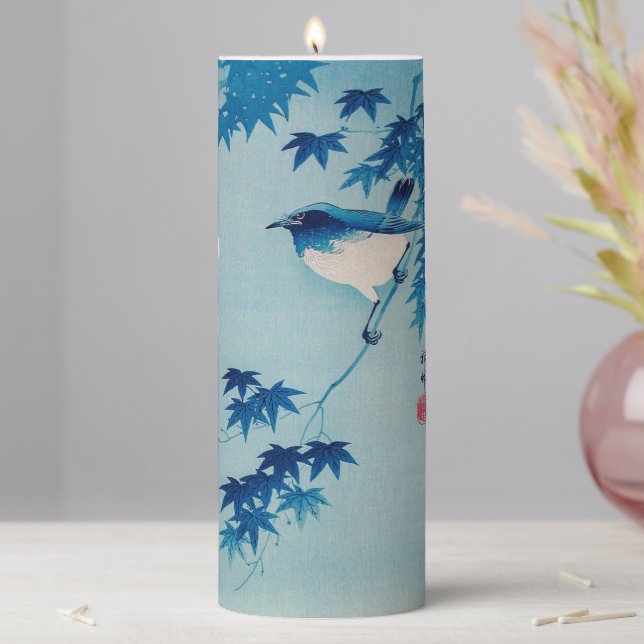 ROBIN ON MAPLE PILLAR CANDLE (In Situ)