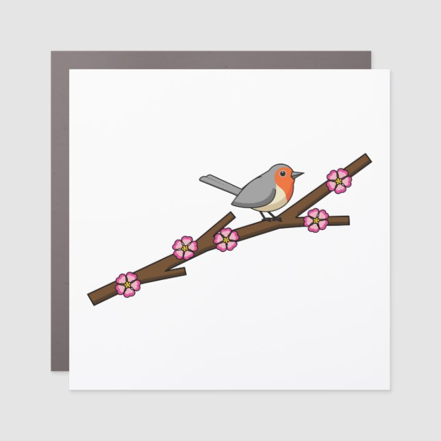 Robin on Sakura Car Magnet (Front)