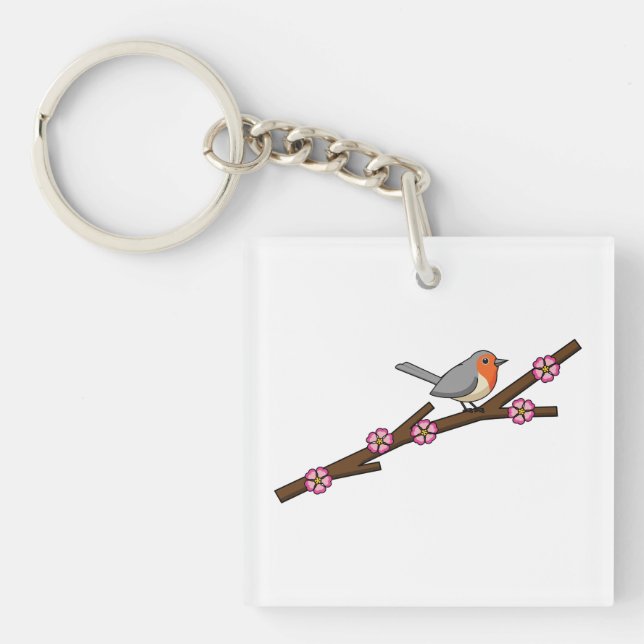 Robin on Sakura Keychain (Front)