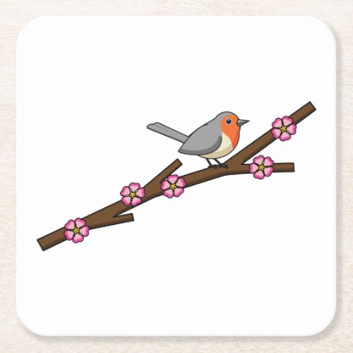 Robin on Sakura Square Paper Coaster