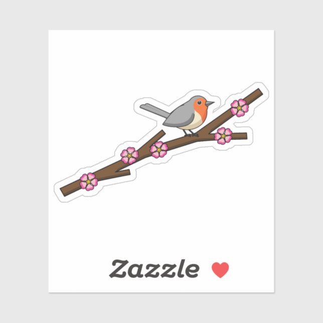 Robin on Sakura Sticker (Sheet)