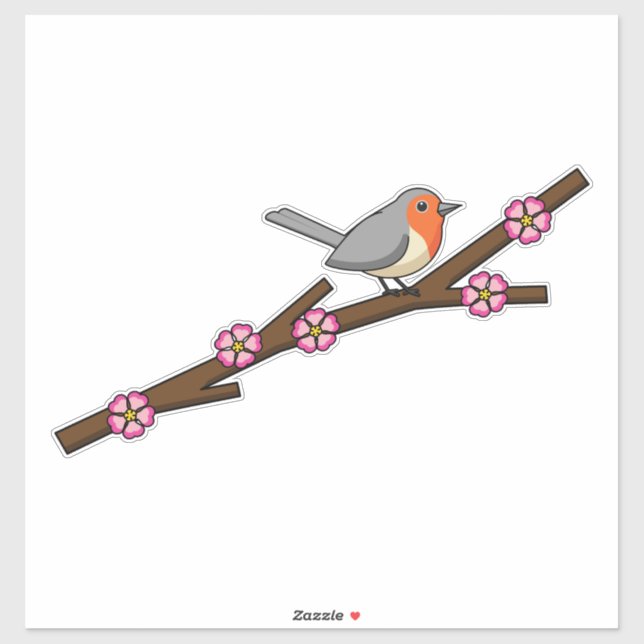 Robin on Sakura Sticker (Sheet)