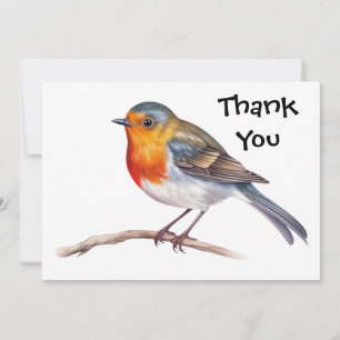 Robin on tree brach Flat Thank You Card