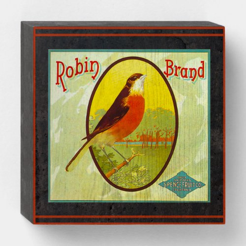 Robin Oranges packing label Wooden Box Sign