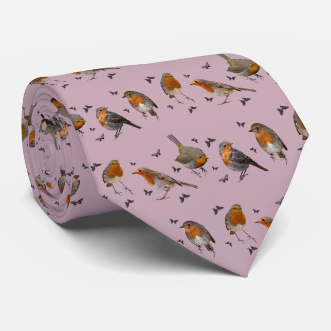 Robin Party Tie (Dusty Pink) (Rolled)