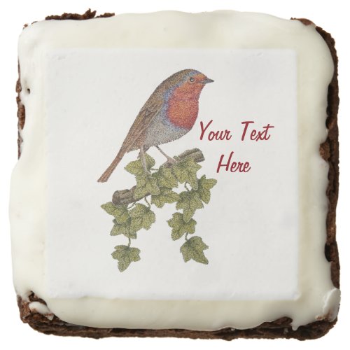 Robin perched on ivy leaf wild birds for christmas brownie