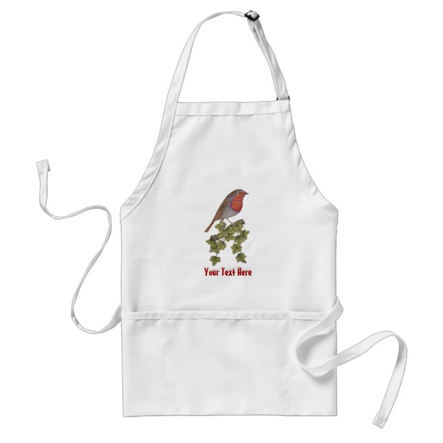 Robin perched on ivy leafs wild birds adult apron (Front)