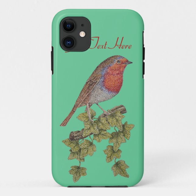 Robin perched on ivy leafs wild birds Case-Mate iPhone case (Back)