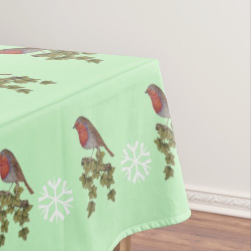 Robin perched on ivy leafs wild birds tablecloth