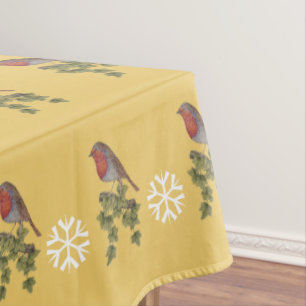 Robin perched on ivy leafs wild birds tablecloth