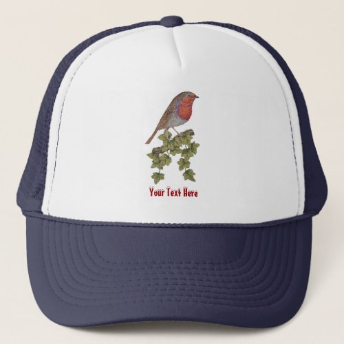 Robin perched on ivy leafs wild birds trucker hat